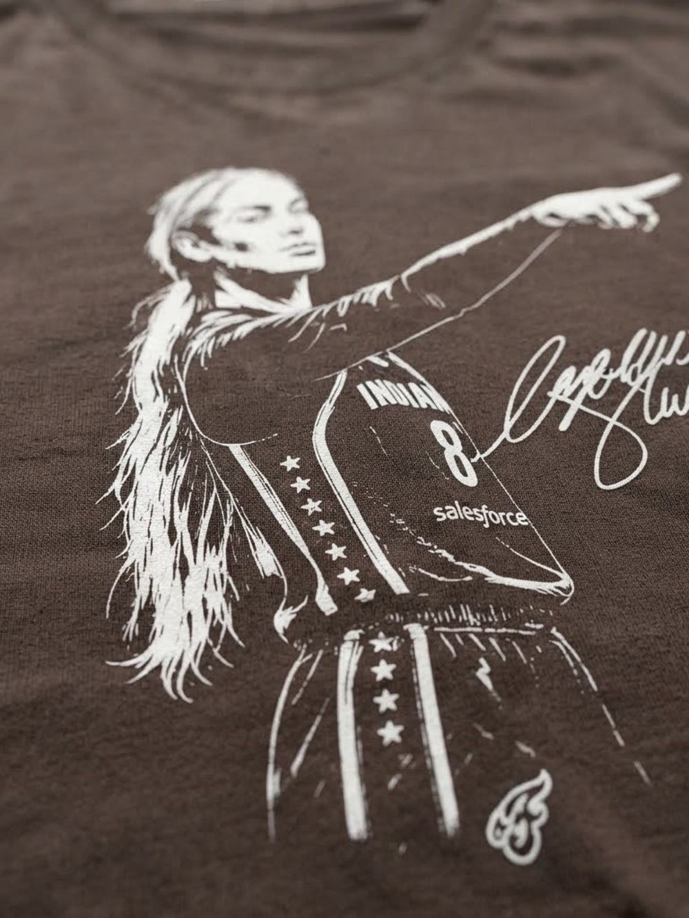 Gildan Graphic Brown T-Shirt with White Athlete Illustration - Picture 2 of 2